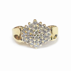  10K Yellow Gold Diamond Cluster Ring