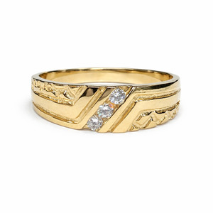  14K Yellow Gold Diamond Mens Ring 