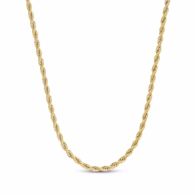 14K Yellow Gold Hollow Rope Chain
