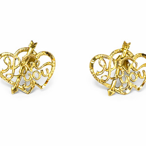  10K Yellow Gold "I love you" stud earrings 