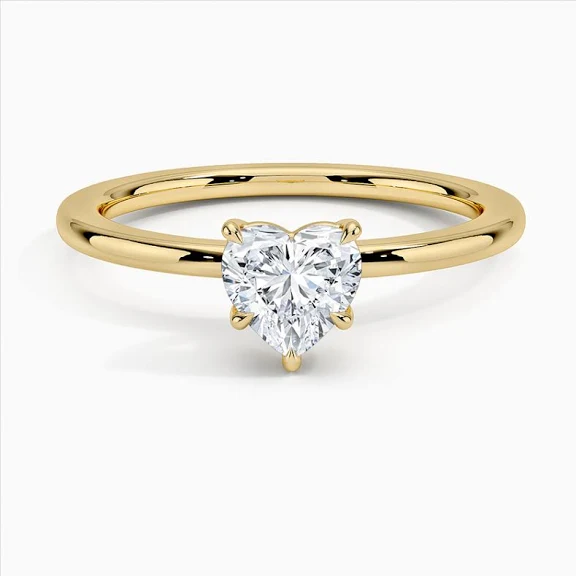  14K Yellow Gold Solitaire Heart Shaped Diamond Ring 