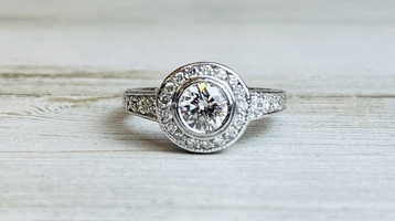 1.16ctw Diamond Bezel Set Engagement Ring 14ktw .75ctr