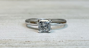 0.78ctw Princess Cut Diamond Solitaire 14kw