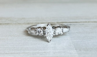 0.50ctw Diamond Marquise Engagement Ring .32center 14kw 