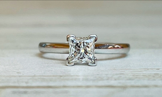 1.00ct Princess Diamond Solitaire 14kw 
