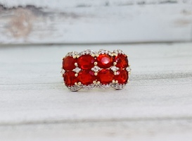 1.97tgw Fire Opal & Diamond Ring 14ky