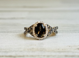0.38ctw Smokey Quartz & Diamond Ring 14kr