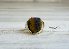 Gentlemen's Cats Eye Intaglio Ring 10ky 