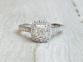 1.25ctw Diamond Cushion Halo 1.00ct Center in Platinum 
