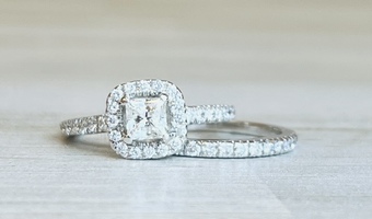 0.91ctw Princess Halo Bridal Set 0.46ct Center 18kw 