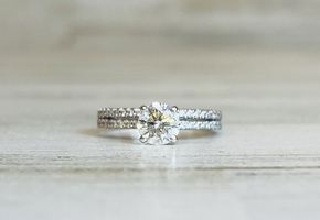 1.16ctw DIAMOND BRIDAL SET 0.91ct CENTER 14kw