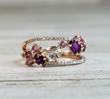  Multiple Pink Gemstone & Diamond 10kr
