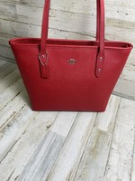 Coach Red Pebble Leather Satchel Handbag 