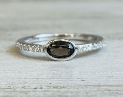  0.17ctw Lab Grown Diamond & Smokey Quartz Ring .925