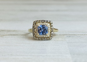  EFFY 0.66CT TANZANITE & 0.34CTW DIAMOND HALO RING 14KY
