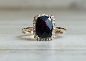 EFFY 2.60CT RHODOLITE GARNET & 0.14CTW DIAMOND RING 14KR