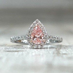 .90cttw Lab Grown Pear Diamond Halo 14kw