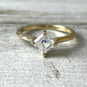  1.01ct Lab Grown Asscher Diamond 14ky Ring