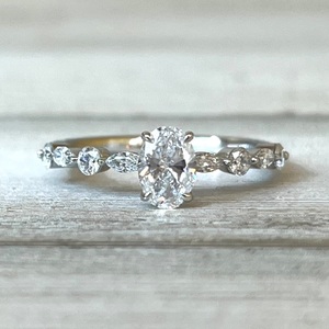 1cttw Lab Grown Oval Diamond Engagement Ring 14kw