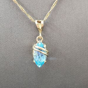  Light Blue Stone Pendent on an 18" Chain, 10KT
