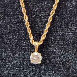 Diamond Solitaire Pendent (approx. 1/3ct) on a Rope Chain