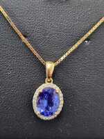 Tanzanite Pendent Necklace with Diamonds with appraisal