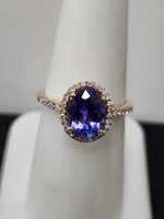 Tanzanite Stone set with Diamond Halo with appraisal