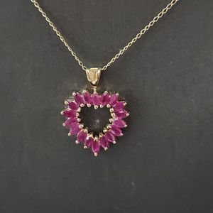 Ruby Heart Necklace on 18" Chain