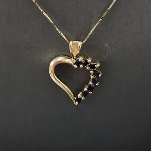 Open Heart Pendent with Sapphires on 18" Chain