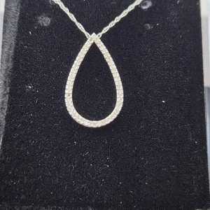Teardrop Diamond Pendent on 18" WG Chain