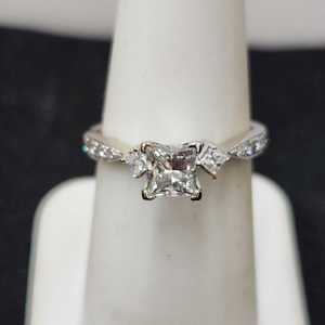  Princess Cut Diamond Solitaire (approx. 1/2ct) with Side Stones