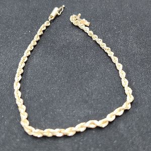  10kt Yellow Gold Rope Bracelet, 8"