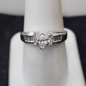  Marquise Shaped Diamond Solitaire , 10 KT White Gold, Size 9