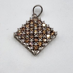 10K White Gold Pendant with Diamonds & Smokey Moissanite - 3.84 grams