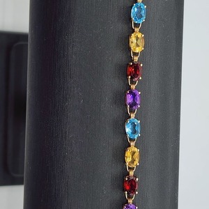 10K Yellow Gold Bracelet with Multi Gemstones 11.41g