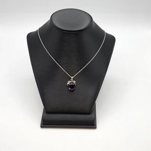 14K WG Necklace with Amethyst Pendant 3.7g