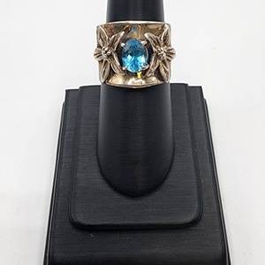 Topaz Silver Ring w/Flowers