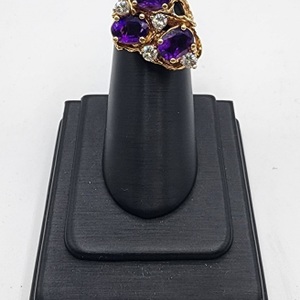 14k Gold Amethyst Ring w/ .92 ctw Diamonds