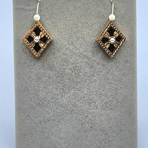 Gold Earrings w/Pearl Inlays