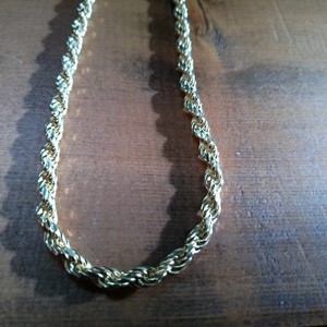 sterling Yellow Gold Plated Rope Chain 100-4.4mm W/Lobster Clasp 