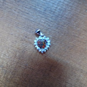 Silver0.90grams Pendant Sterling Silver Black Opal and CZ Heart Pendant 