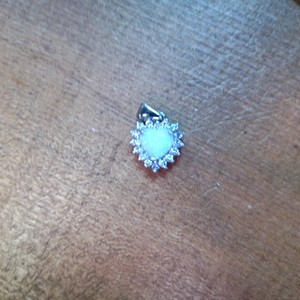 Silver 0.90grams Pendant Sterling Silver White Lab Opal and CZ Heart Pendant