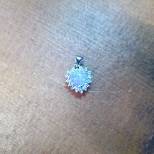 Silver 0.90grams Pendant Sterling Silver heart purple w/cz pndt