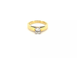 18KT Gold & Platinum 5.93 Grams Oval Cut Diamond Engagement Ring Size 7.5, 60pts