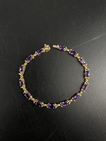 14KT Yellow Gold Amethyst Bracelet – Approx 8" - 9.19g