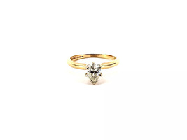 14KT Yellow Gold 1.94 Grams Pear Cut Diamond Engagement Ring Size 4.5, 47pts tw