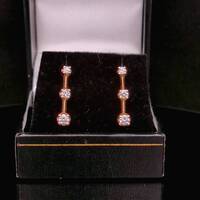 14KT Yellow Gold 3-Stone Diamond Drop Earrings 1.80dwt