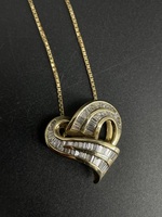 14KT Yellow Gold 1.00cttw Diamond Heart Pendant & Necklace – 11.25g – Approx 25"