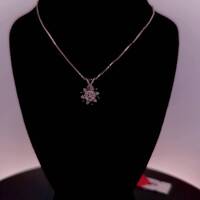 14kt White Gold .49ctw Round Diamond Pendant with Blue Sapphire accents 18in box