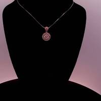 14kt White Gold .54ctw Round Halo Pendant on 16"Box Chain 3.30dwt